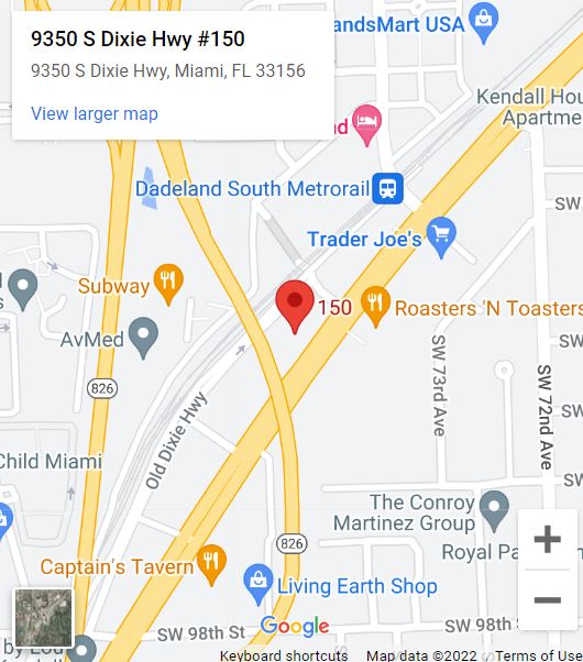 Miami Dadeland Anti Aging clinic map pic
